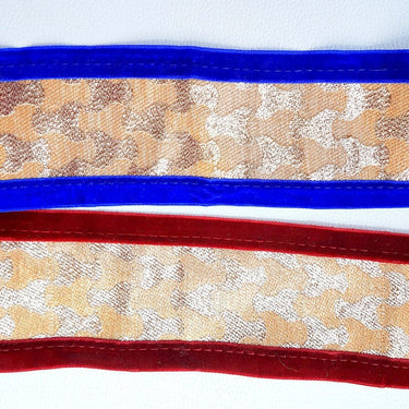 Gold Trim With Maroon Velvet Border Piping, Approx. 60 mm wide
